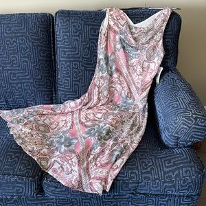 SLEEVELESS DRESS PINK GRAY COWL NECK NWT